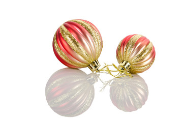 Christmas concept with baubles on white
