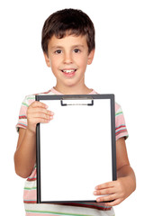 Beautiful boy with clipboard