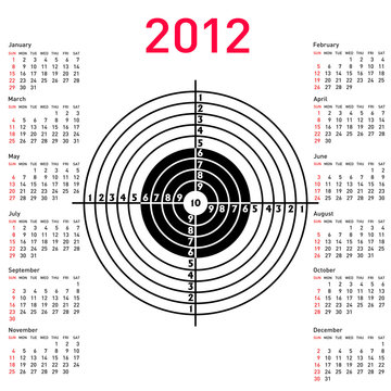 calendar with target for shooting practice at a shooting range w
