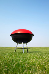 Barbeque grill on meadow