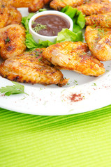 Chicken wings in the plate