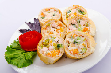 Delicious salad in the plate