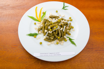 Green bean salad in the plate