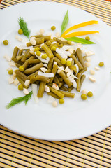 Green bean salad in the plate