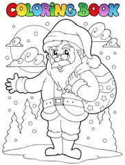 Photo sur Plexiglas Bricolage Livre de coloriage Père Noël thème 1