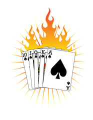 Royal Flush on Fire! Vector / Clip Art