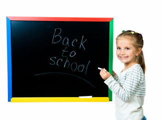 beautiful little girl on a board