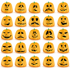Set of pumpkins isolated on white, vector illustration