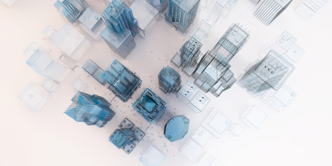città grattacieli illustrazione rendering 3d