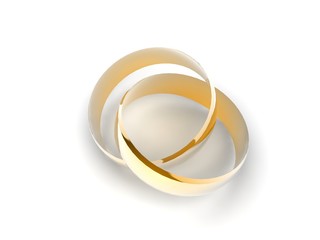 Golden rings. 3D render.