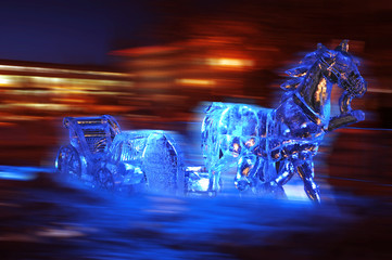 Ice sculpture of a horse and sleigh