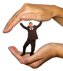 Businessman in the hand