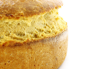 Homemade bread on a white background