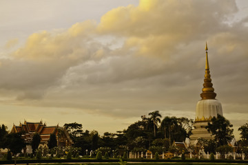 Thai temple scene and the magic hours