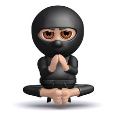 3d Ninja meditates while levitating. © Steve Young