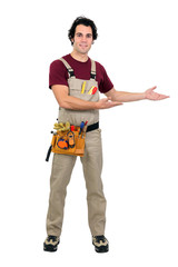 Builder drawing attention