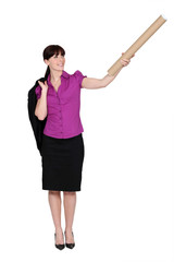 Obraz premium Businesswoman with cardboard tube