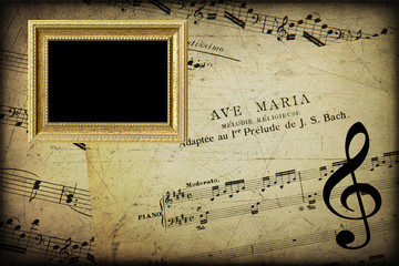Musical texture grunge with frame