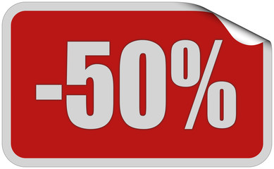 Sticker rot eckig curl oben -50 PROZENT