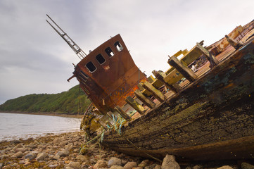 Fishing boat wreck close up