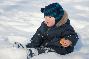 Fototapeta na wymiar Snack on the snow