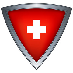 Steel shield with flag Switzerland