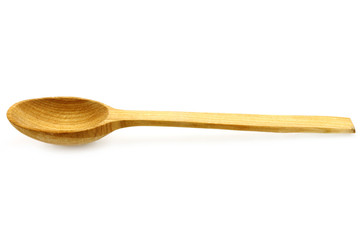 Wooden spoon on a white background