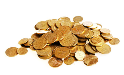 golden coins isolated on white