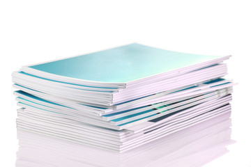 many magazines isolated on white