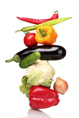 Fresh vegetables isolated on white