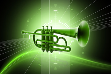 3d renderedcornet isolated on color background