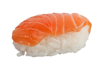 Japanese food - Salmon nigiri isolated on white