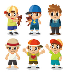 cartoon kid icon set
