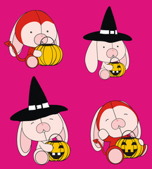 bunny baby cartoon halloween set