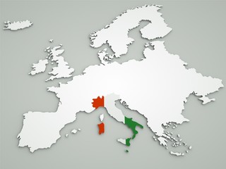 Fototapeta premium 3d Karte Europa - Italien