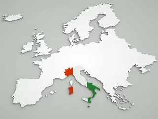 Foto auf Glas 3d  Karte Europa - Italien © virtua73