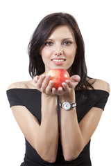 pretty smile  woman with apple