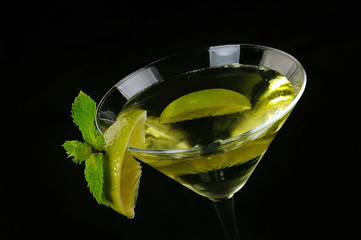 Martini cocktail with lime