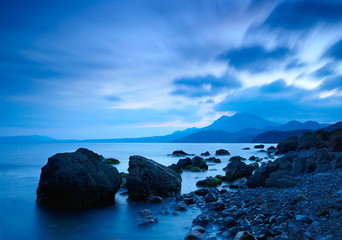 Sea stones at sunset