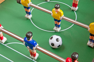 Table football - a children's toy, closeup