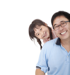 Happy father and girl.Asian family lifestyle