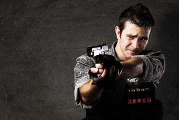 soldier aiming