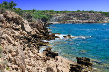 Rocky shore of sea