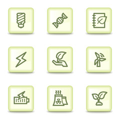 Ecology web icons set 5, salad green buttons