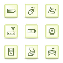 Electronics web icons set 2, salad green buttons