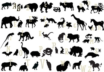 black animals alphabet