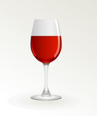 Glass of red wine on a white background