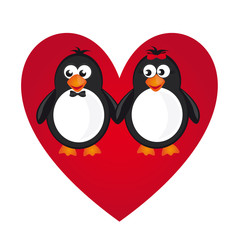 Naklejka premium penguin love