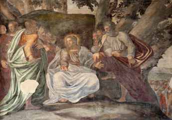 Milan - Jesus and apostle - fresco from Saint Simpliciano church