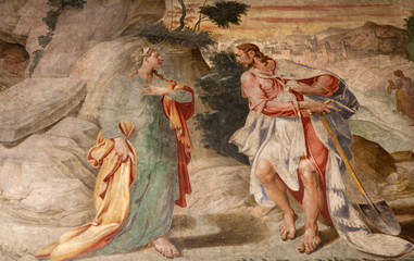 Fototapeta na wymiar Mediolan - fresk - Jezus i Magdalena
